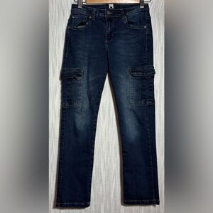Men's Relaxed Fit Cargo Jeans in Dark Blue